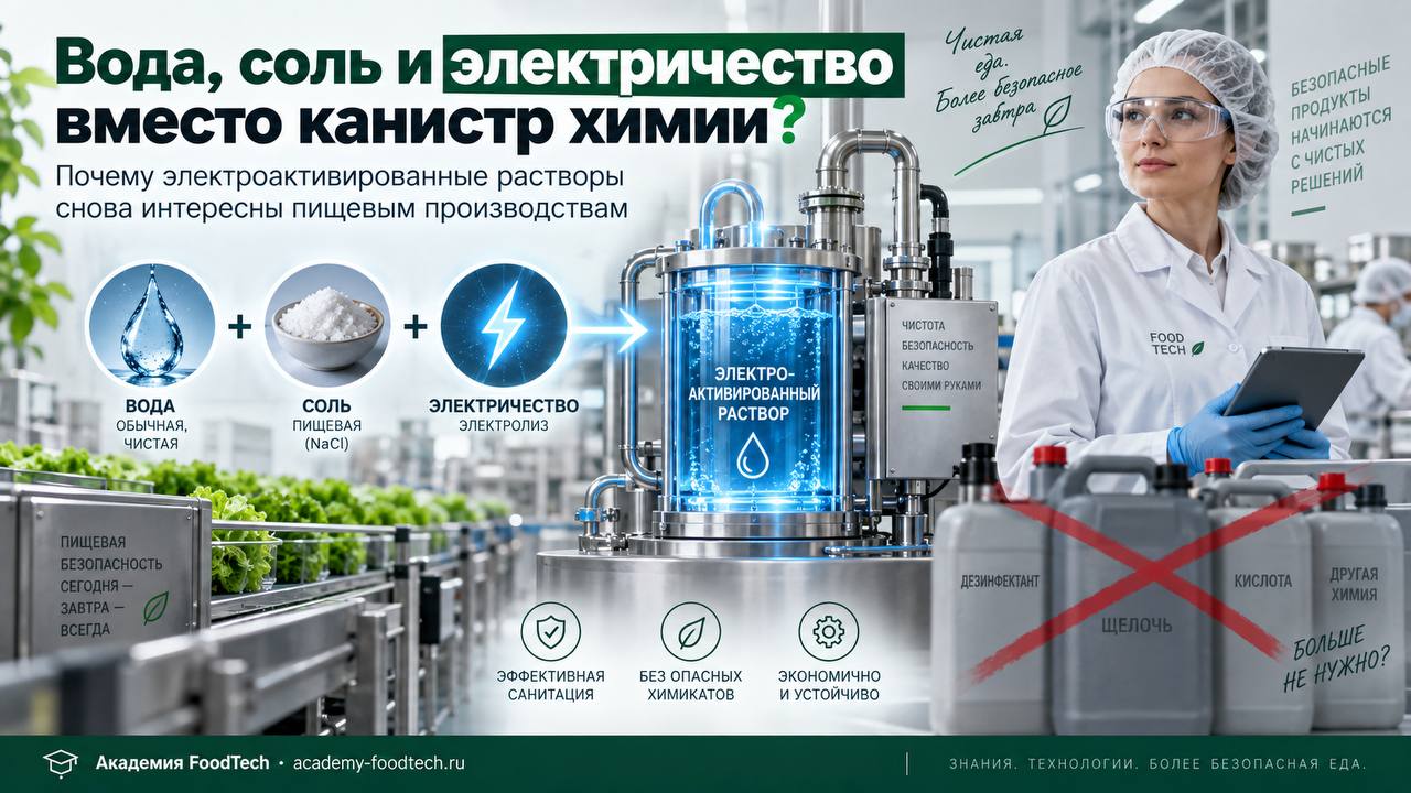 Вода, соль и электричество вместо канистр химии — электроактивированные растворы на пищевом производстве